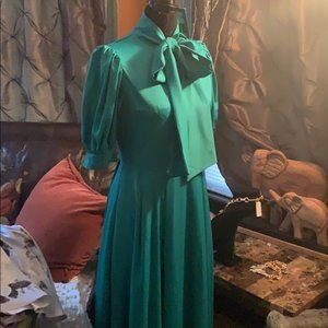 Turquoise Long Bow Tie Dress